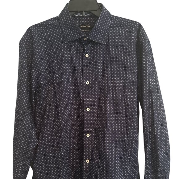 Bugatchi Long Sleeve Button Down-Navy Blue-16.5/Large-Worn Once - EUC - Cotton - Picture 1 of 5